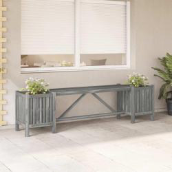 Banc de jardin avec 2 jardini&egrave;res 150 cm bois d'acacia gris