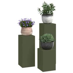 Supports de Plante d'Ext&eacute;rieur Pilier 3 pcs Acier Vert Olive