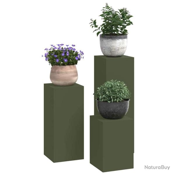Supports de Plante d'Ext�rieur Pilier 3 pcs Acier Vert Olive
