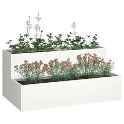 Pot de jardin 2 niveaux 100x60x45 cm Acier blanc