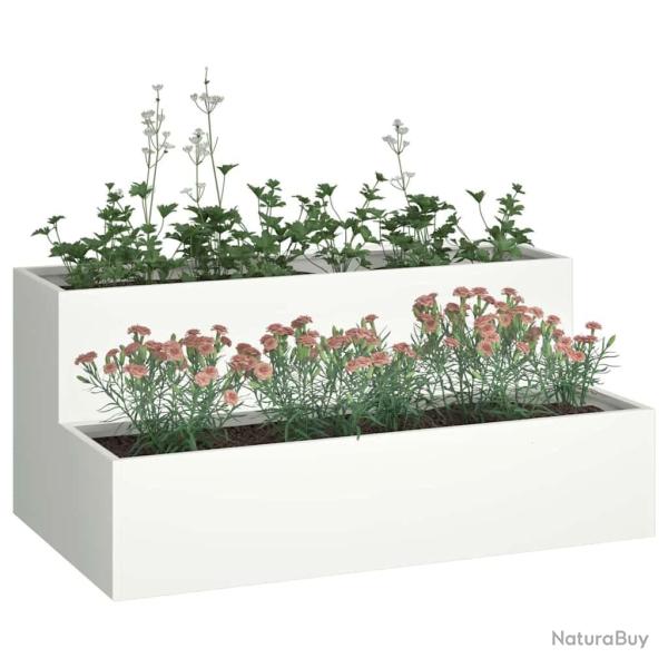 Pot de jardin 2 niveaux 100x60x45 cm Acier blanc