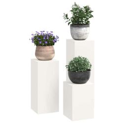 Supports de plantes d'ext&eacute;rieur Pillar 3 pcs Acier blanc