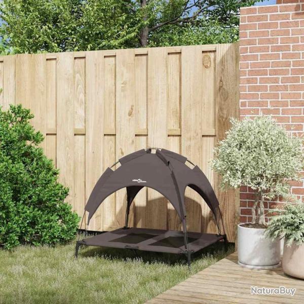 Lit pour chien sur�lev� avec auvent amovible Marron L Acier