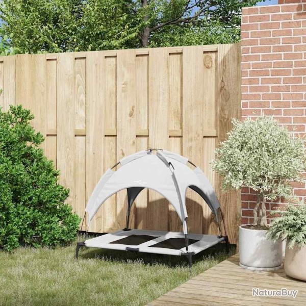 Lit pour chien sur�lev� avec toit amovible Gris Argent L Acier