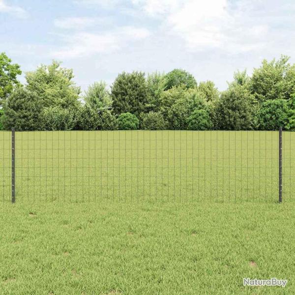 Cl�ture Euro avec 11 poteaux U Gris 0,6x25 m en acier