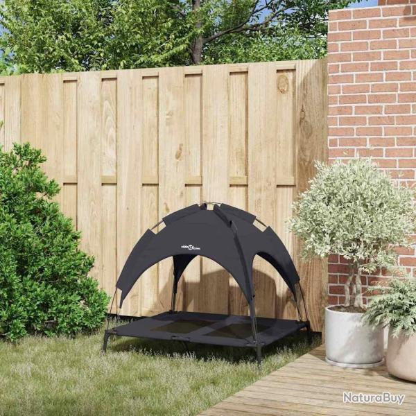 Lit pour Chien Sur�lev� avec Toit Amovible Noir L Acier