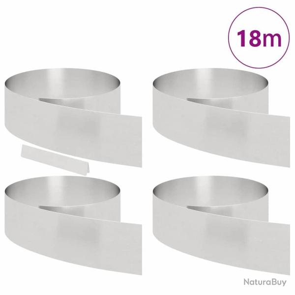 Bordure de jardin 4 pcs Argent 450 x 20 cm Acier inoxydable
