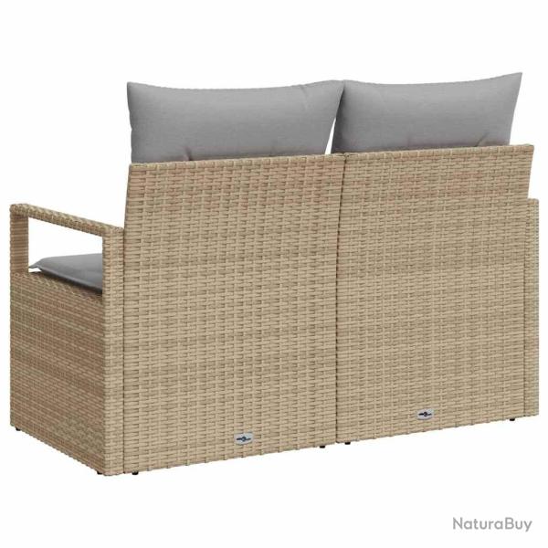 Canap� de jardin 2 places avec rangement et coussins en poly rattan beige