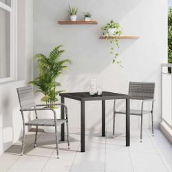 Ensemble de jardin de 3 pi&egrave;ces en poly rattan gris