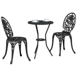 Set de Bistro de Jardin 3 Pi&egrave;ces en Aluminium Couleur Noir