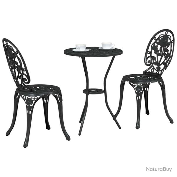 Set de Bistro de Jardin 3 Pi�ces en Aluminium Couleur Noir