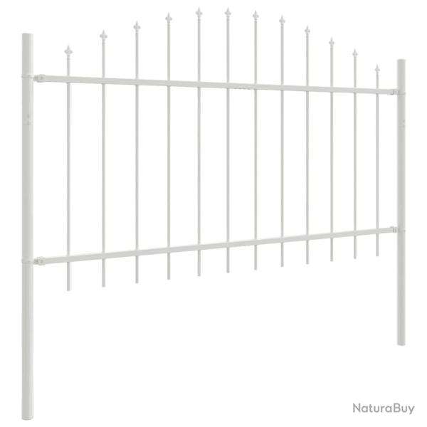 Cl�ture de jardin blanche avec sommet arrondi, 5,1 x 1 m en acier.