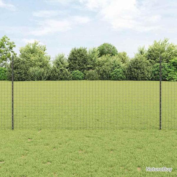 Cl�ture Euro avec 22 poteaux en U gris 1,2x25 m en acier