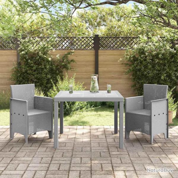 Ensemble de salle � manger de jardin 3 pcs Gris clair