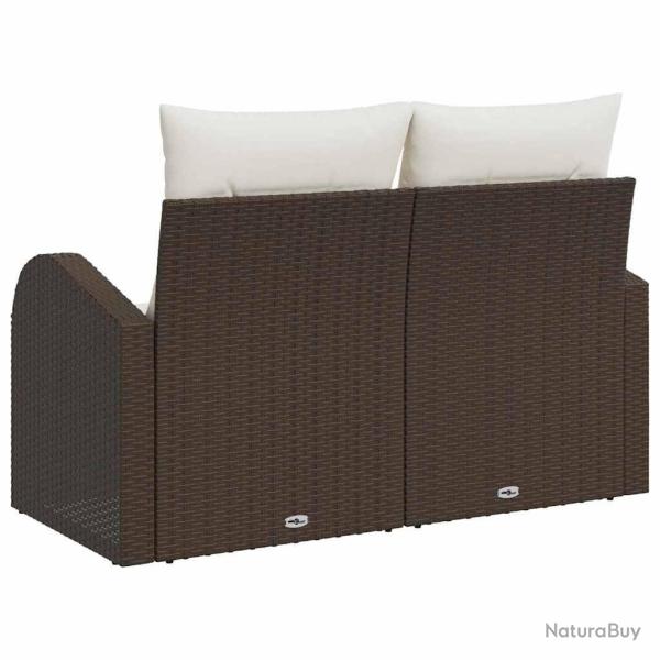 Canap� de jardin 2 places avec rangement et coussins en poly rotin marron