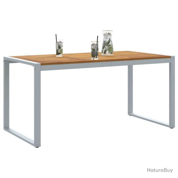 Table de salle � manger ext�rieure Grise 160x80x75 cm Acier et Bois Massif d'Acacia