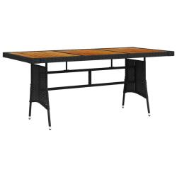 Table de jardin Noir 160x70x72 cm R&eacute;sine tress&eacute;e et acacia