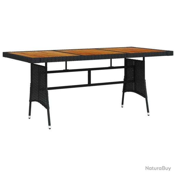Table de jardin Noir 160x70x72 cm R�sine tress�e et acacia