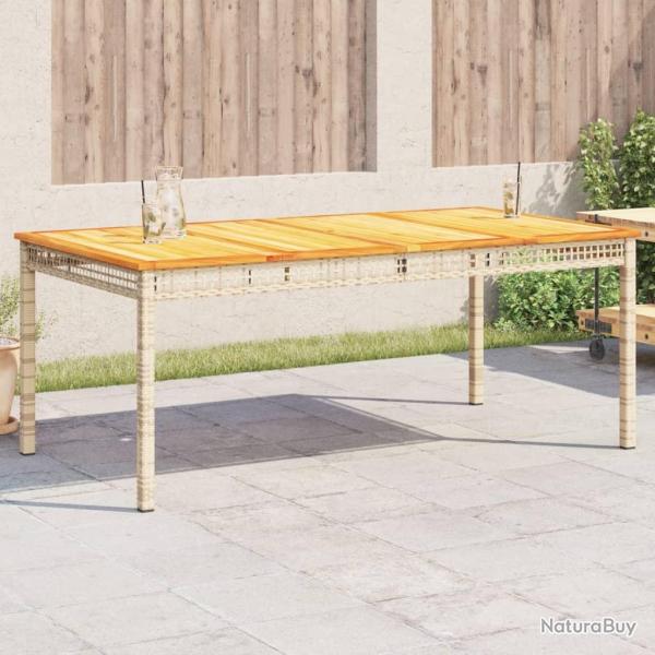 Table de jardin beige 180x90x75 cm r�sine tress�e et acacia