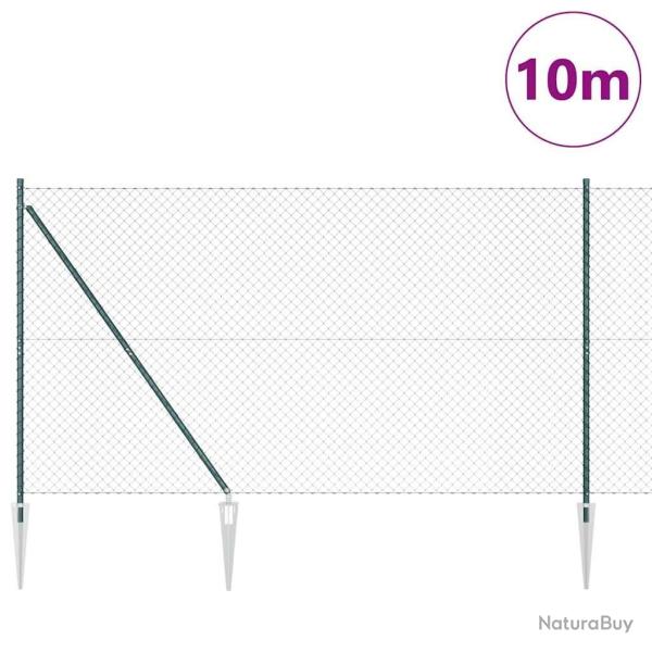 Jeu de Poteaux de Cl�ture Vert 1.5 x 10 m Acier galvanis�
