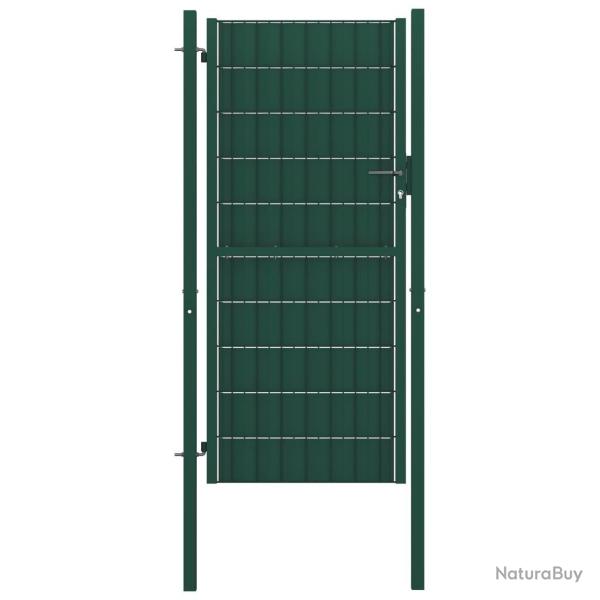 Portail de cl�ture en PVC et acier 100 x 124 cm vert