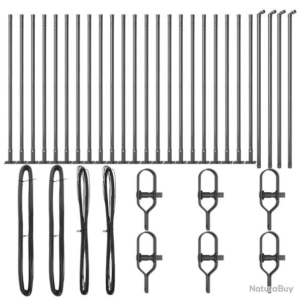 Poteaux de cl�ture avec bases 26 pcs �32mm 90cm en acier galvanis�
