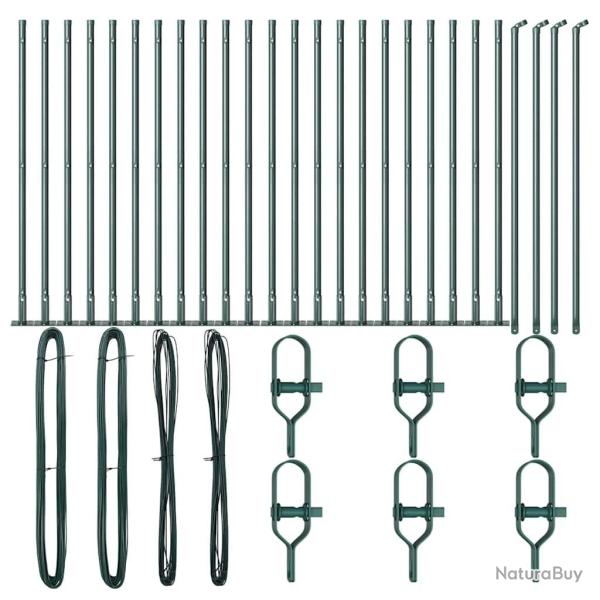 Posts de cl�ture avec base, 26 pcs, �32mm, 90cm, en acier galvanis�.