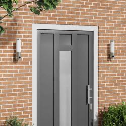 Luminaires muraux ext&eacute;rieurs avec capteur 2 pcs Argent Acier inoxydable IP44