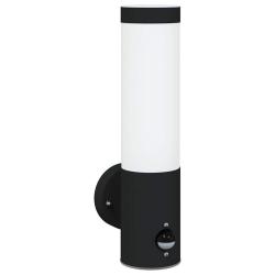 Luminaires muraux d'ext&eacute;rieur avec capteur 2 pcs Noir en acier inoxydable IP44