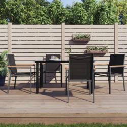 Chaises de jardin lot de 4 noir 55x61,5x90cm textil&egrave;ne et acier