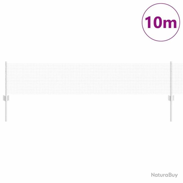 Cl�ture en fil soud� avec 5 poteaux U Argent 0,4x10 m Acier