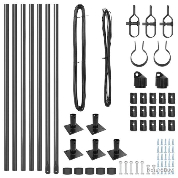 Ensemble de poteaux de cl�ture 7 pcs Gris �32mm 160 cm B�ton