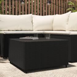 Table basse de jardin Carr&eacute; Noir 50x50x30 cm R&eacute;sine tress&eacute;e