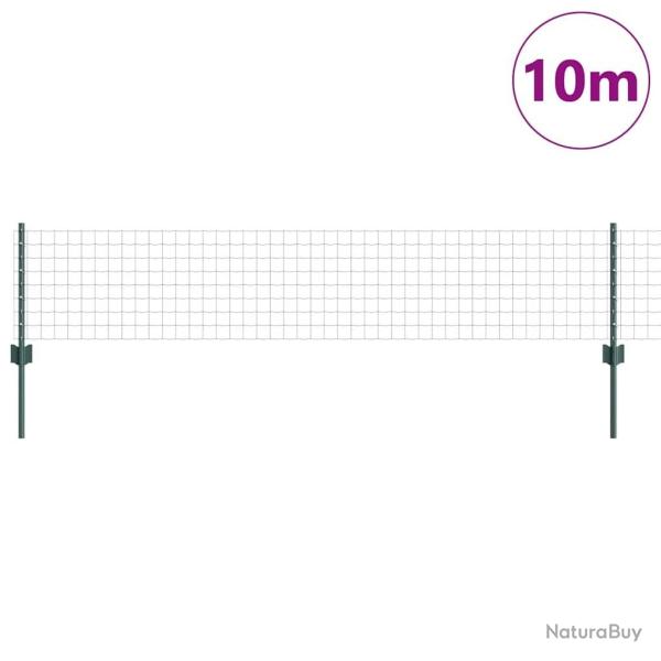 Cl�ture Euro avec 5 poteaux en U Verte 0.4x10 m Acier