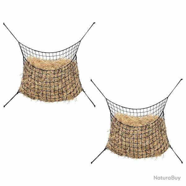 Filets � foin 2 pcs rectangulaire noir 150x90 cm PP