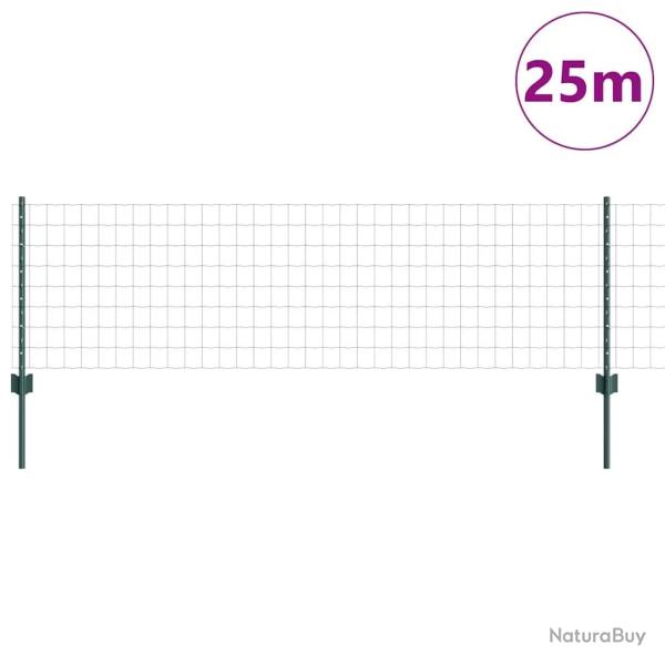 Cl�ture Euro avec 11 poteaux U Vert 0,6x25 m Acier