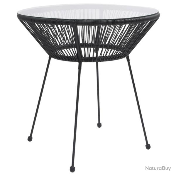 Table � manger de jardin Noir �70x74 cm Rotin et verre