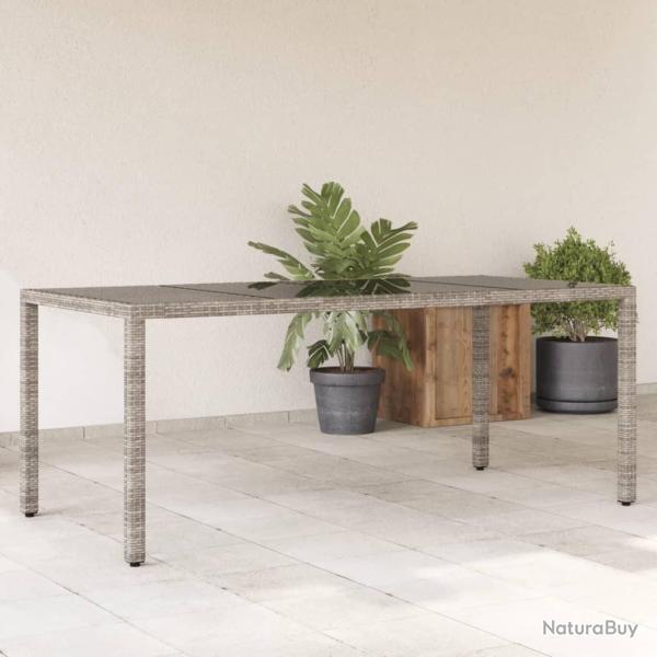 Table de jardin dessus en verre Gris 190x90x75cm R�sine tress�e