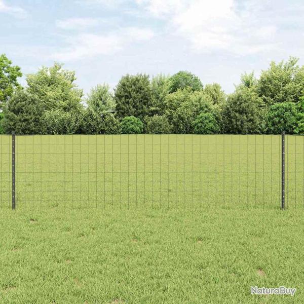 Cl�ture Euro avec 22 poteaux Gris 0,6x50 m Acier