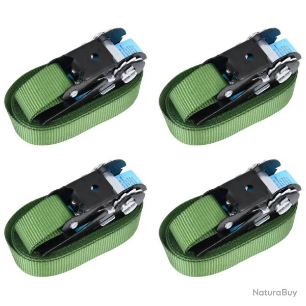 Sangles d'arrimage � cliquet 4 pcs 800 daN 6 m Vert