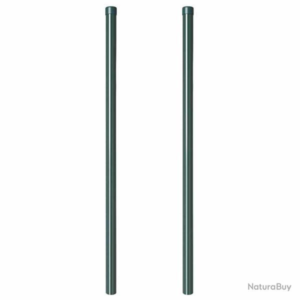 Poteaux de cl�ture 2 pcs Vert 120 cm Acier peint par poudre