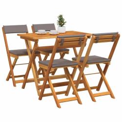 Ensemble Bistro Pliable 5 Pi&egrave;ces avec Coussins en Bois Massif d'Acacia