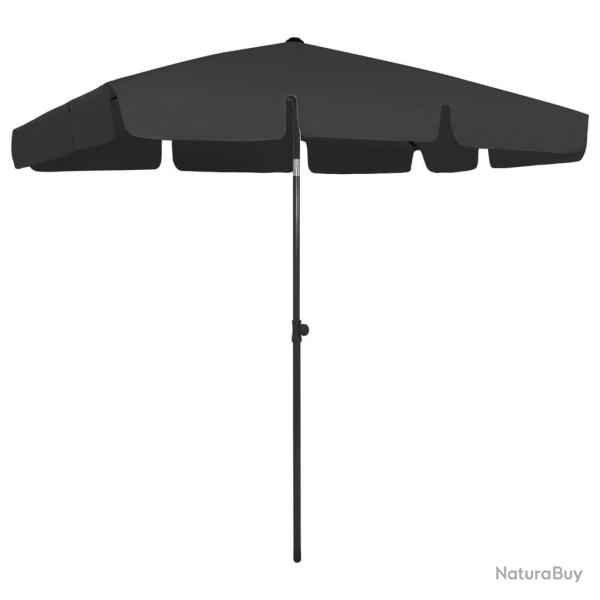 Parasol de plage noir 200x125 cm