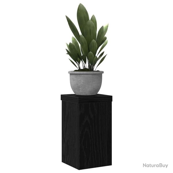 Supports de plantes 2 pcs en ch�ne noir, dimensions 10x10x18 cm, fabriqu�s en bois d'ing�nierie.