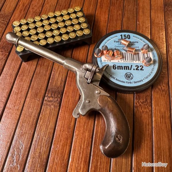 PETIT PISTOLET MONOBLOC ALLEMAND CALIBRE 22 OU 6 mm