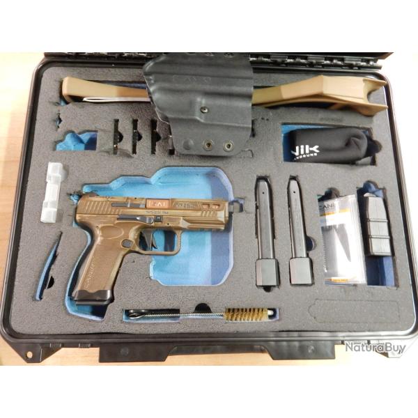 PISTOLET CANIK TP9 ELITE COMBAT ELVEN DAGGER CAL 9X19 +MALLETTE ET ACCESSOIRES OCCASION PARFAIT ETAT