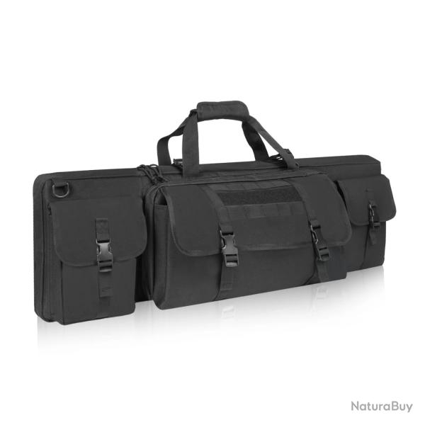 tui Souple Double Fusil 122cm Transport 2 Pistolets  Housse Oxford 900D Impermable Chasse Noir