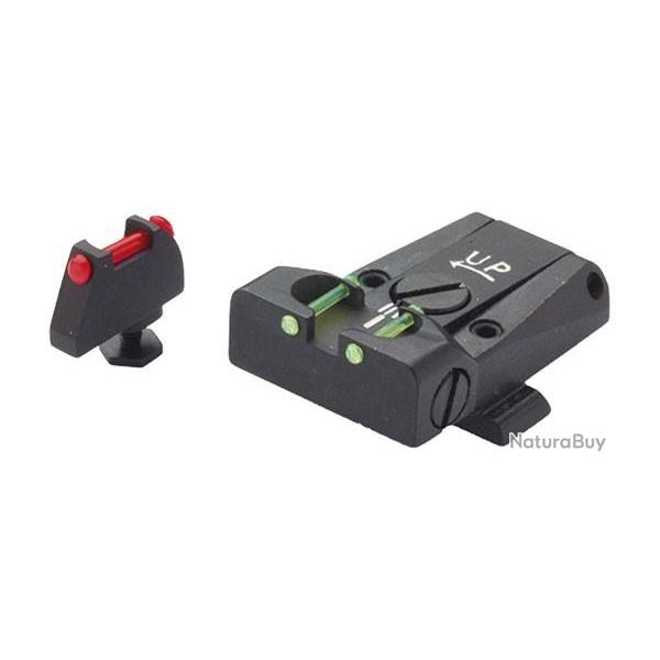 Hausse et guidon fibre optique LPA Glock 17 � 23/25 � 32,34,35