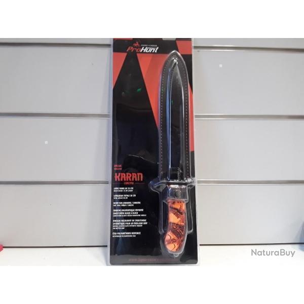 Dague de chasse Prohunt KARAN camo orange + etui cuir