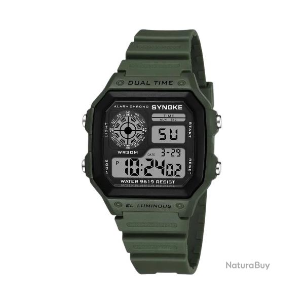 Montre Tactique Homme Kaki Num�rique �tanche Multifonction Sport Outdoor Rando Course Chasse P�che